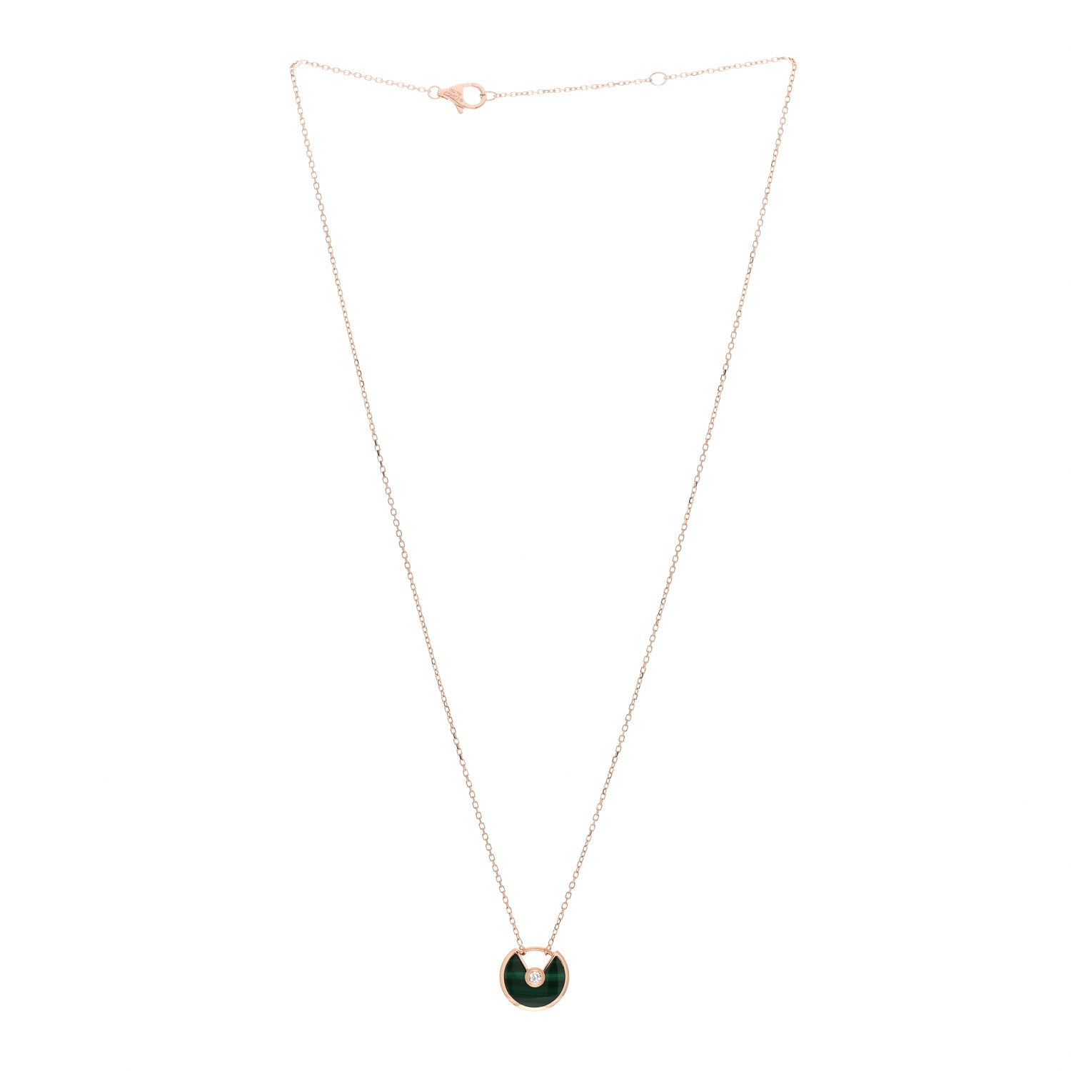 Cartier 18K Pink Gold Diamond Malachite XS Amulette de Cartier Pendant Necklace 3 of 5