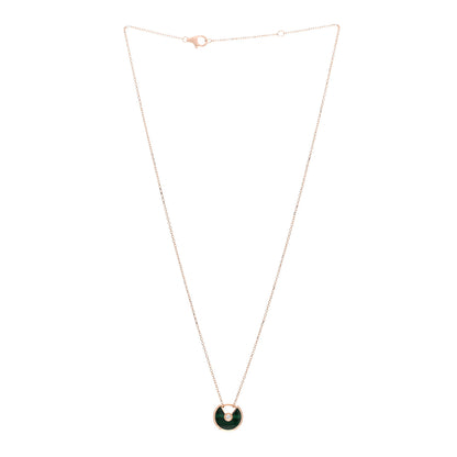 Cartier 18K Pink Gold Diamond Malachite XS Amulette de Cartier Pendant Necklace 3 of 5