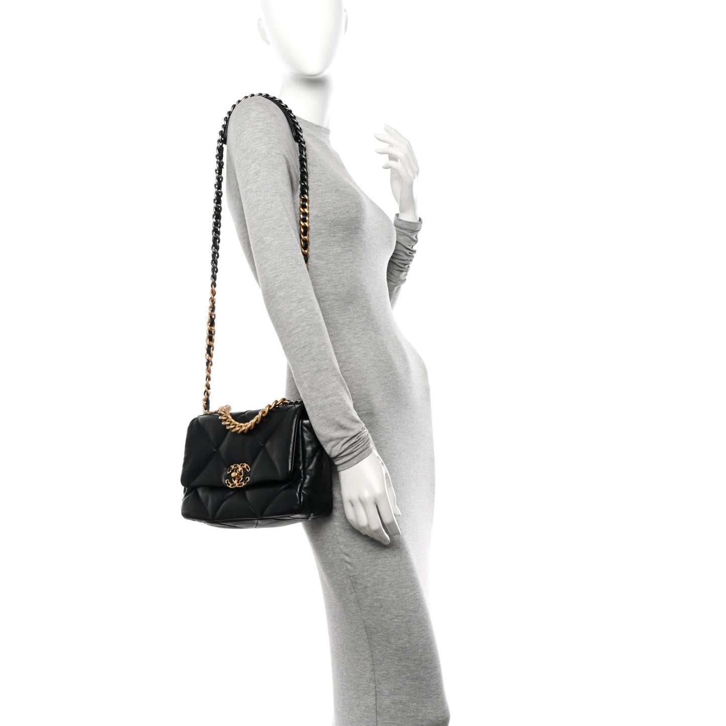 Goatskin Quilted Medium Chanel 19 Flap Black