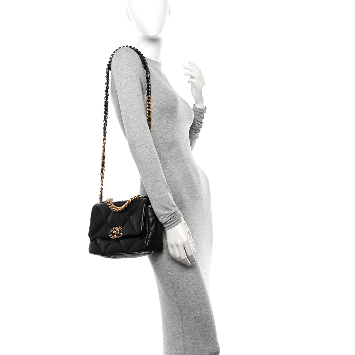 Chanel Goatskin Quilted Medium Chanel 19 Flap Black 3 of 10