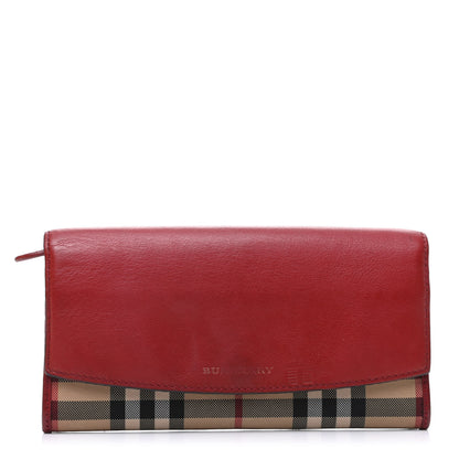 Burberry Calfskin House Check Continental Wallet Red 1 of 11