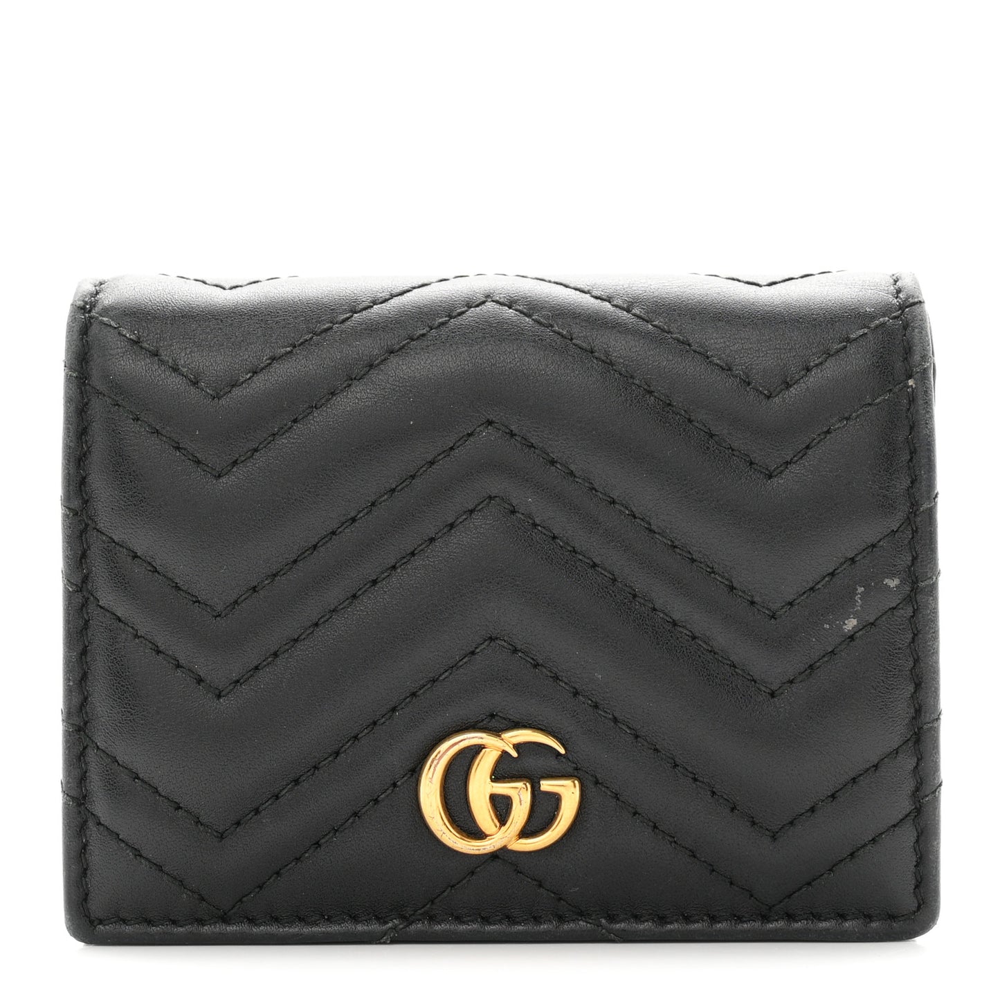 Calfskin Matelasse GG Marmont Card Case Wallet Black