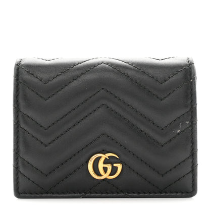 Gucci Calfskin Matelasse GG Marmont Card Case Wallet Black 1 of 8
