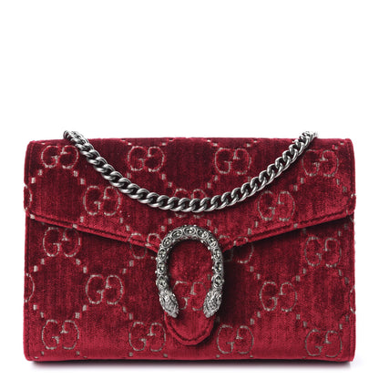 Gucci Velvet GG Monogram Mini Dionysus Chain Wallet Red Cipria 1 of 11