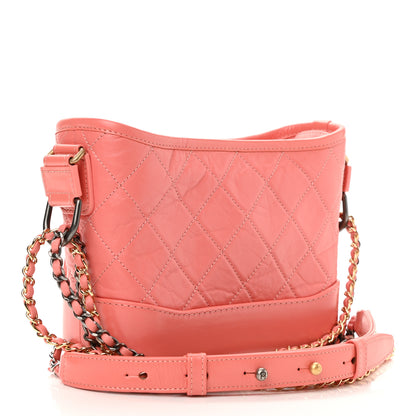 Chanel Aged Calfskin Quilted Small Gabrielle Hobo Coral 4 of 12