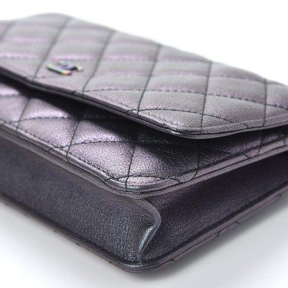 Chanel Iridescent Goatskin Quilted Wallet On Chain WOC Purple 6 of 10