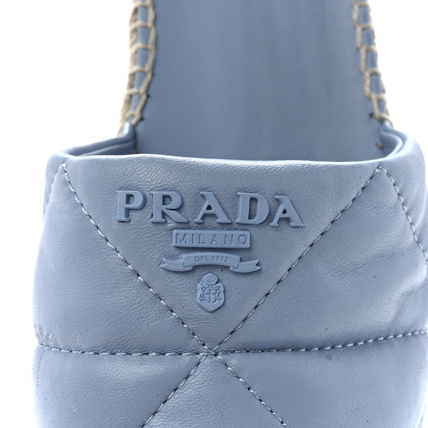 Nappa Logo Quilted Espadrille 20mm Slide Sandals 40 Celeste