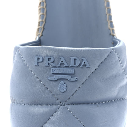 Prada Nappa Logo Quilted Espadrille 20mm Slide Sandals 40 Celeste 9 of 9