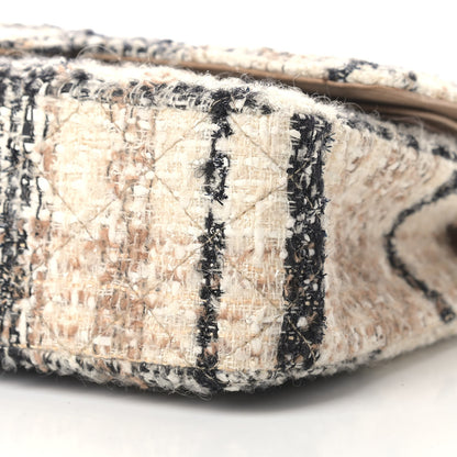 Chanel Tweed Quilted Medium Double Flap Beige White Black 9 of 12