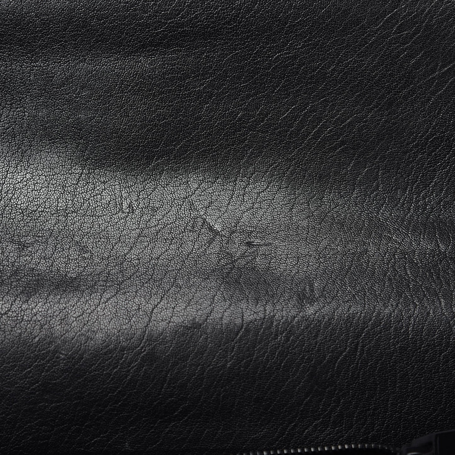 Sheepskin Matelasse Chevron Monogram Monochrome Large College Satchel Black