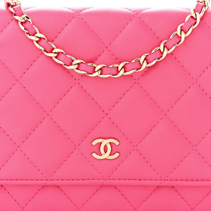 Chanel Lambskin Quilted Wallet On Chain WOC Dark Pink 5 of 13