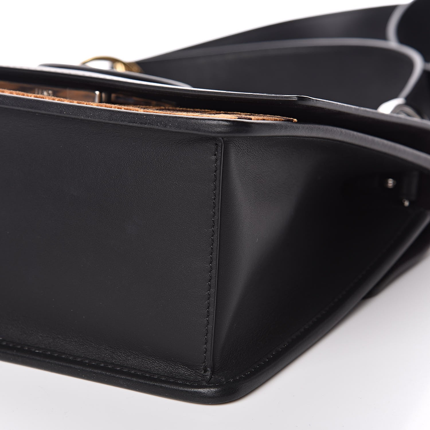 Fendi Vitello Century Velvet F is Fendi FF Kan I Shoulder Bag Black Tobacco 9 of 14