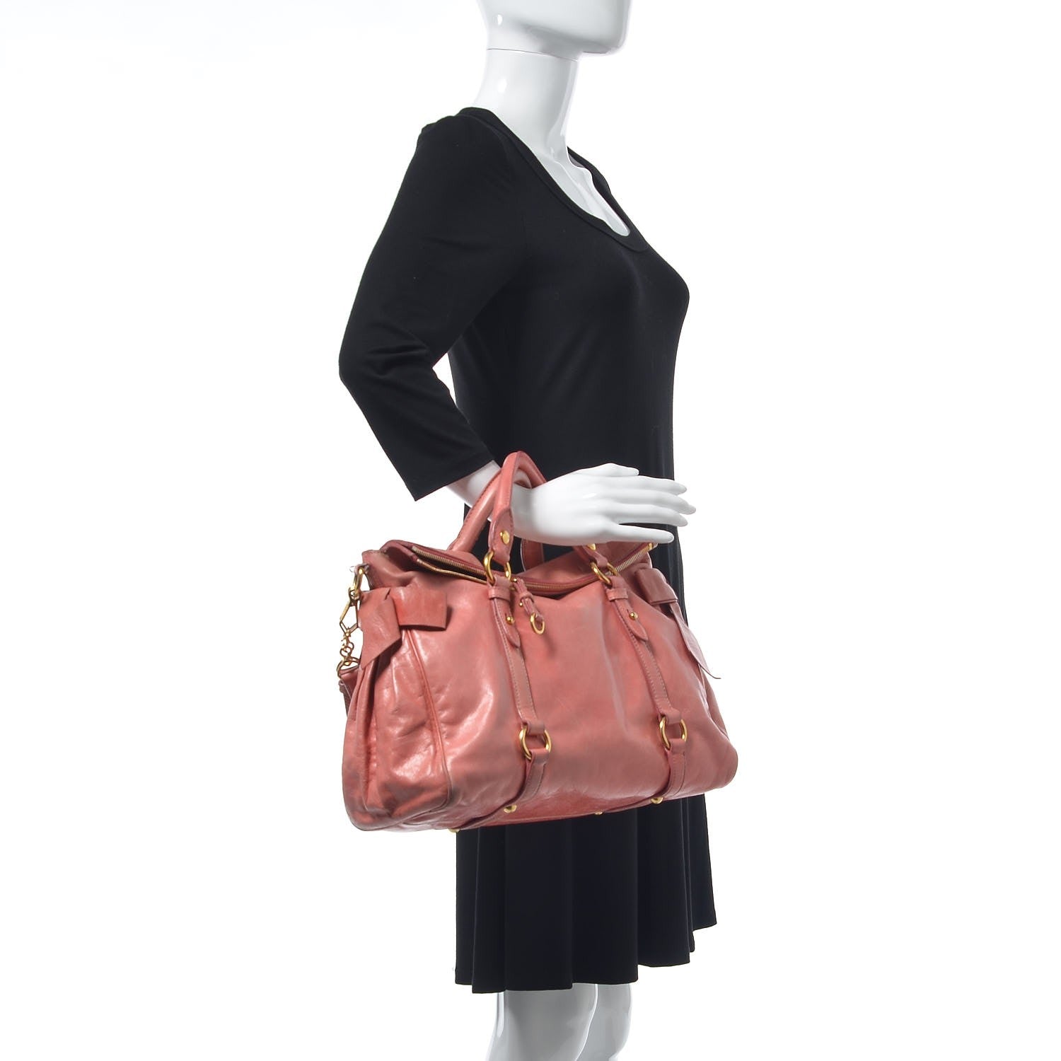 Miu Miu Vitello Medium Bow Satchel Pink 3 of 13