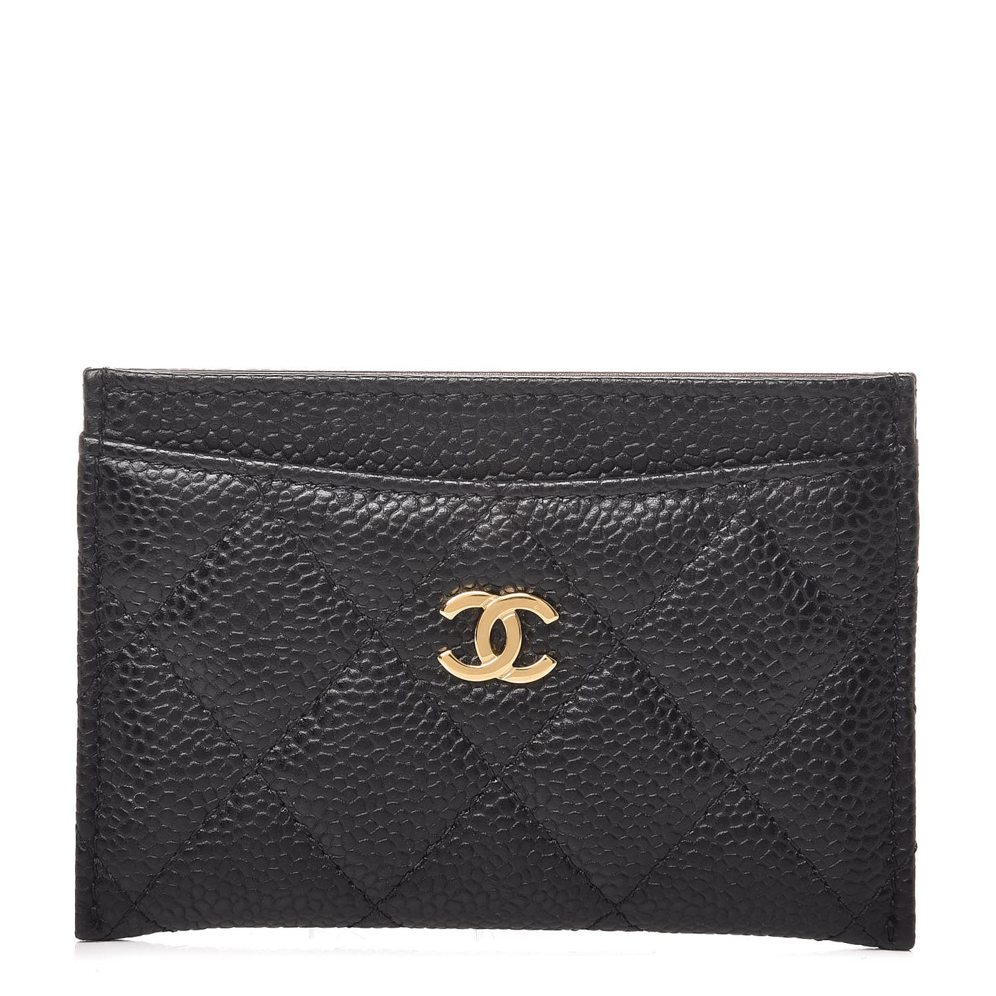 Caviar Quilted Card Holder Black