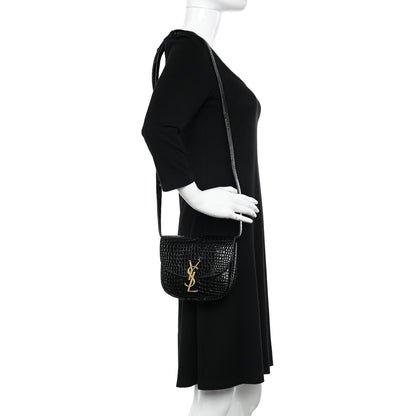 Saint Laurent Crocodile Embossed Calfskin Small Kaia Satchel Black 2 of 10