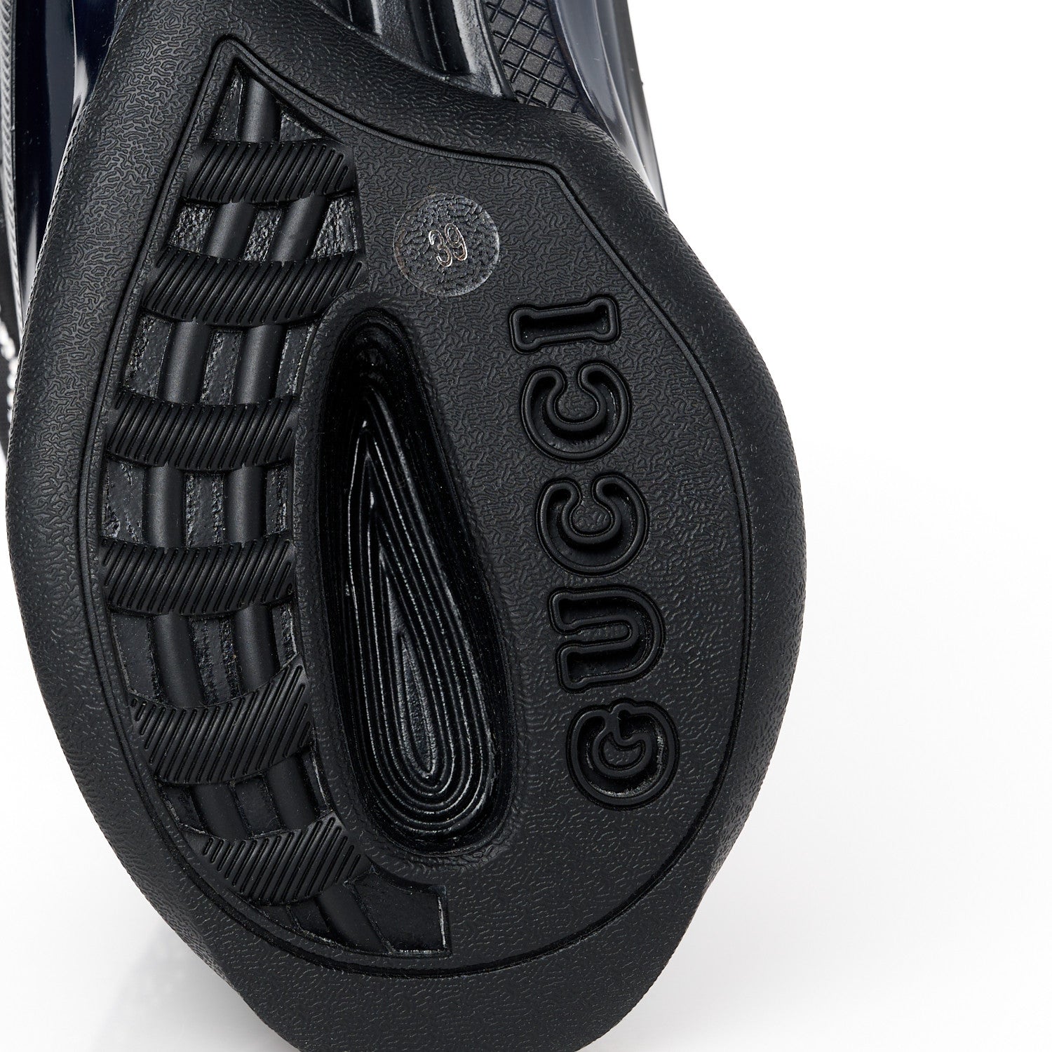 Gucci Tela Retino Mesh Crystal Suede GG Monogram Womens Gucci Run Sneakers 39 Black Silver 7 of 10