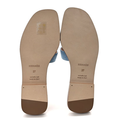 Hermes Denim Canvas Oran Sandals 37 Bleu Clair 5 of 9