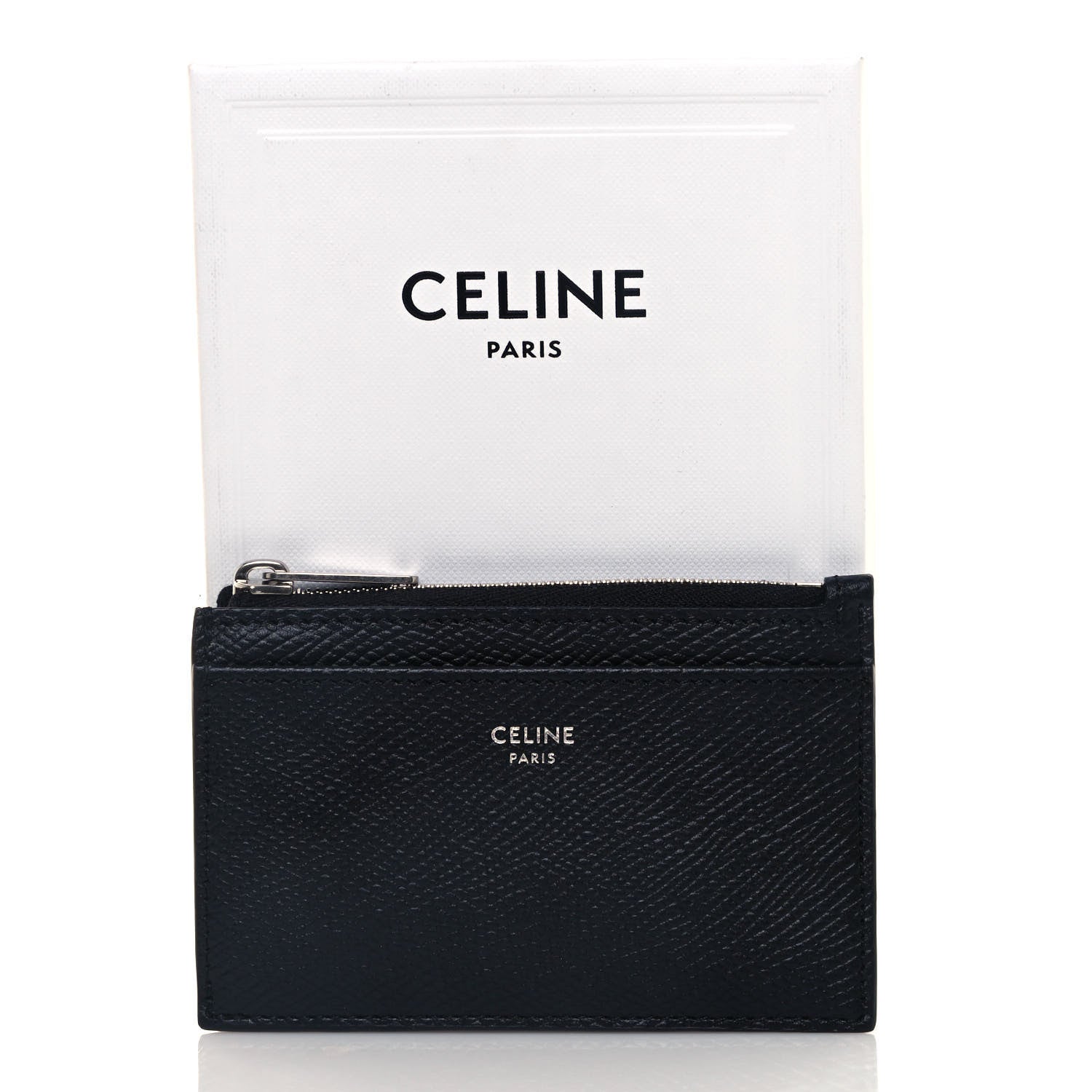 Celine Grained Calfskin Zipped Card Holder Black 7 of 7