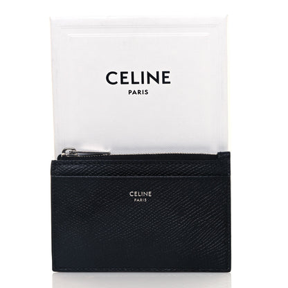 Celine Grained Calfskin Zipped Card Holder Black 7 of 7