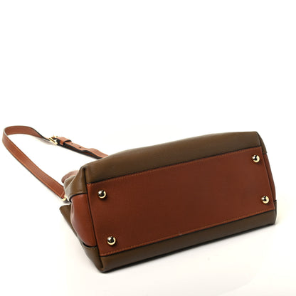 Burberry Mini Grain Calfskin Bi-Color Small Barnsburry Tote Clay Green Burnt Toffee 5 of 10
