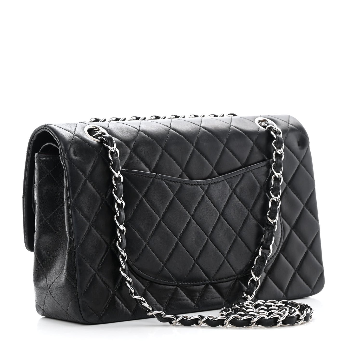 Lambskin Quilted Medium Double Flap Black