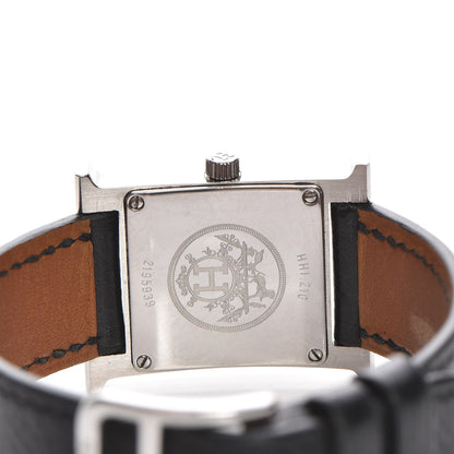 Hermes Stainless Steel Epsom 21mm Heure H Hour Quartz Watch Noir 5 of 9