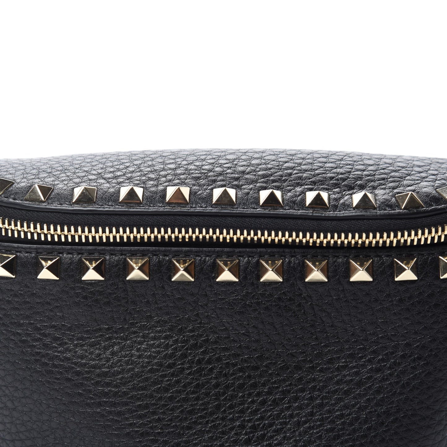 Grainy Calfskin Rockstud Belt Bag Black