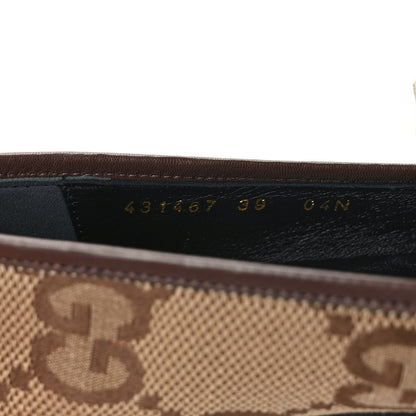 Gucci Monogram Jumbo GG Malaga Kid Horsebit Womens Jordaan Loafers 39 Camel Ebony New Acero Beige 8 of 9