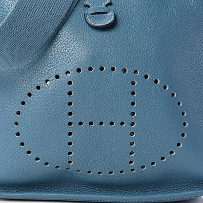 Hermes Taurillon Clemence Evelyne III PM Blue Jean 10 of 11