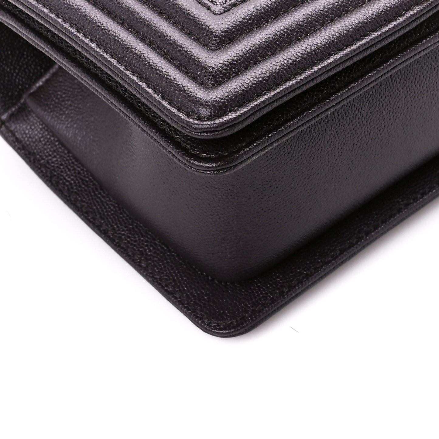 Metallic Caviar Quilted Small Boy Flap Dark Brown