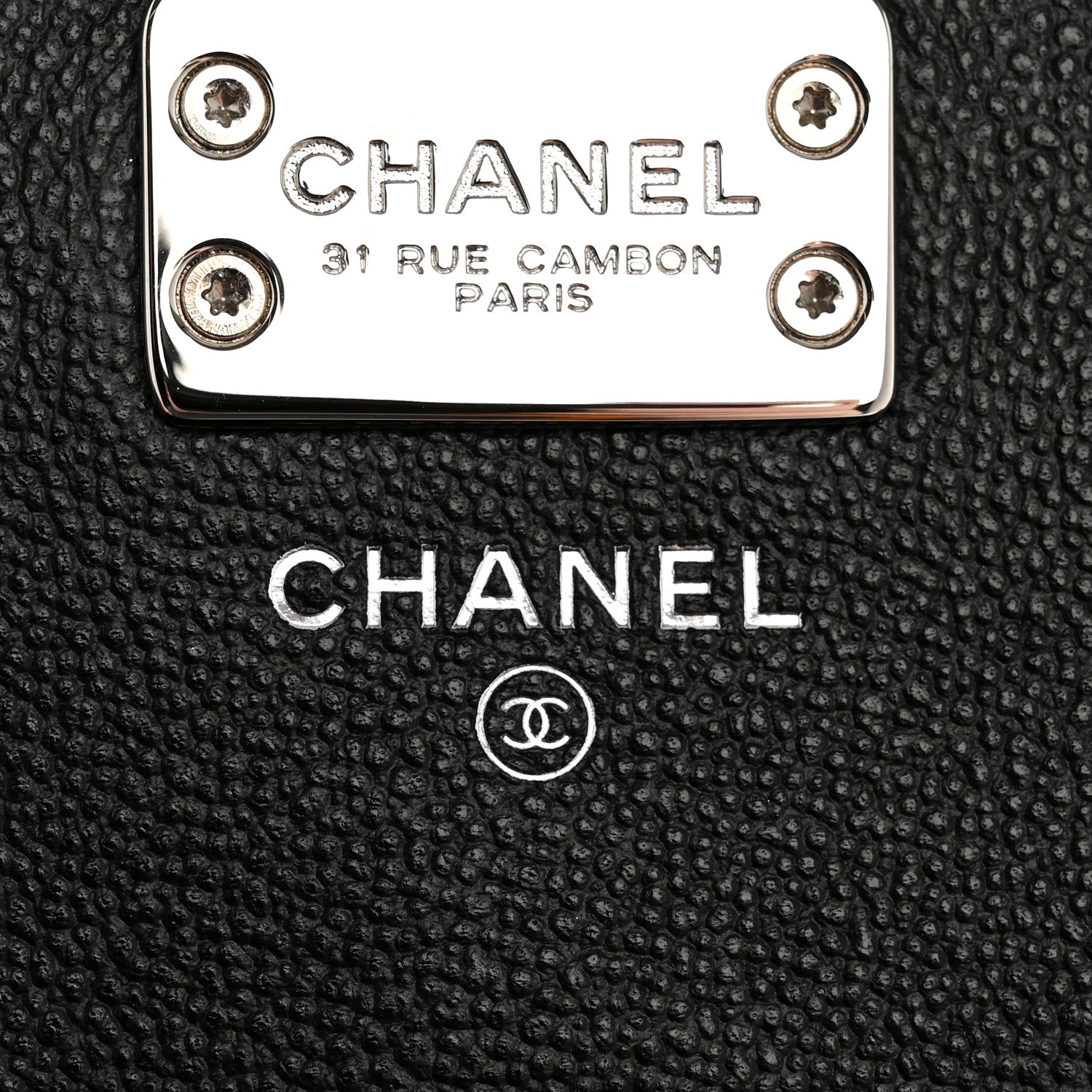 Chanel Grained Calfskin Quilted CC Box Pouch Black 6 of 12