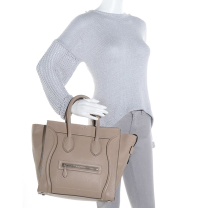 Celine Drummed Calfskin Mini Luggage Dune 2 of 9