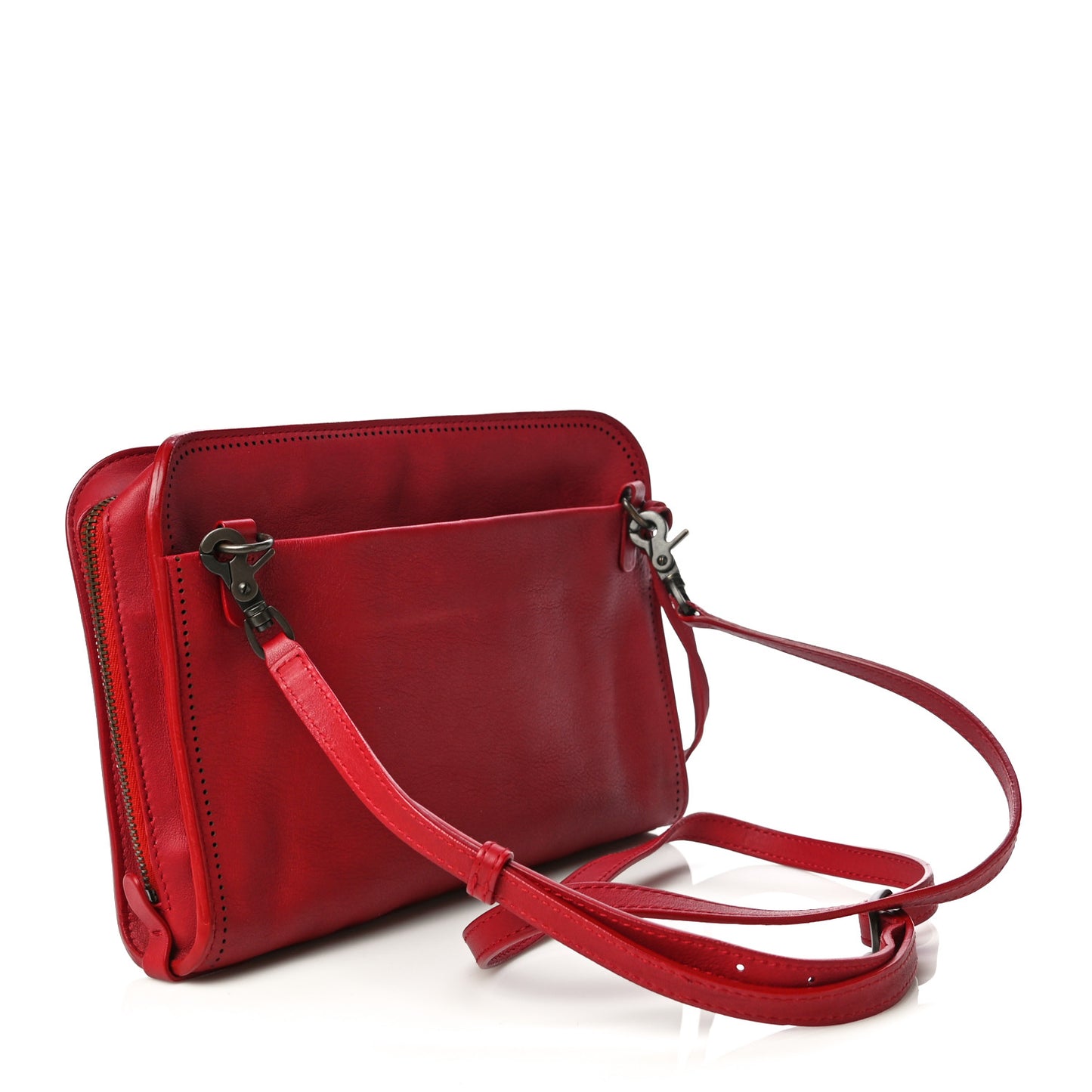 Veau Soyeux Perforated Blackout Hardware Reporter Rouge Groseille