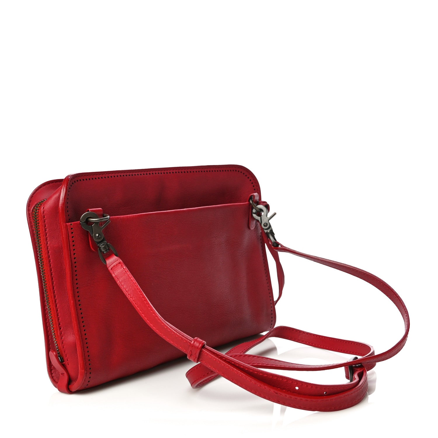 Balenciaga Veau Soyeux Perforated Blackout Hardware Reporter Rouge Groseille 3 of 17