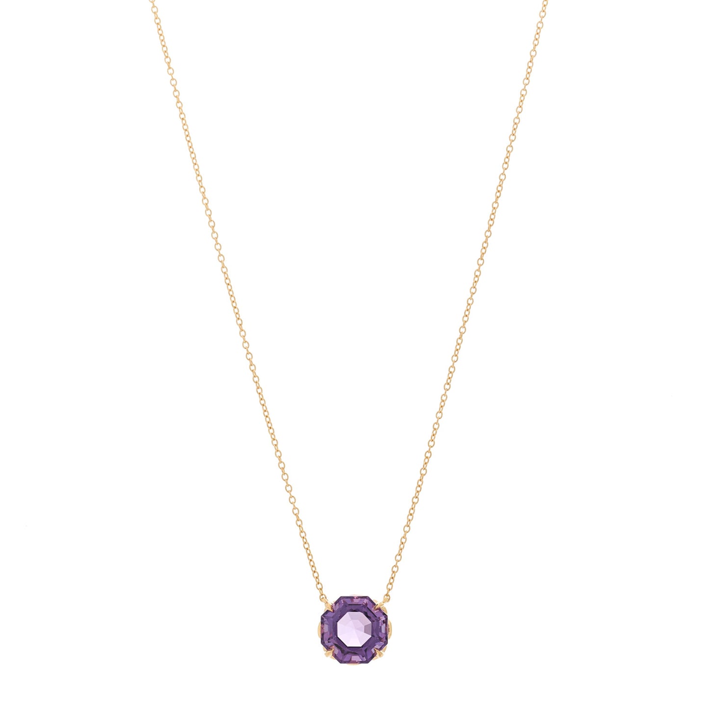 18K Rose Gold Amethyst Sparklers Octagonal Pendant Necklace