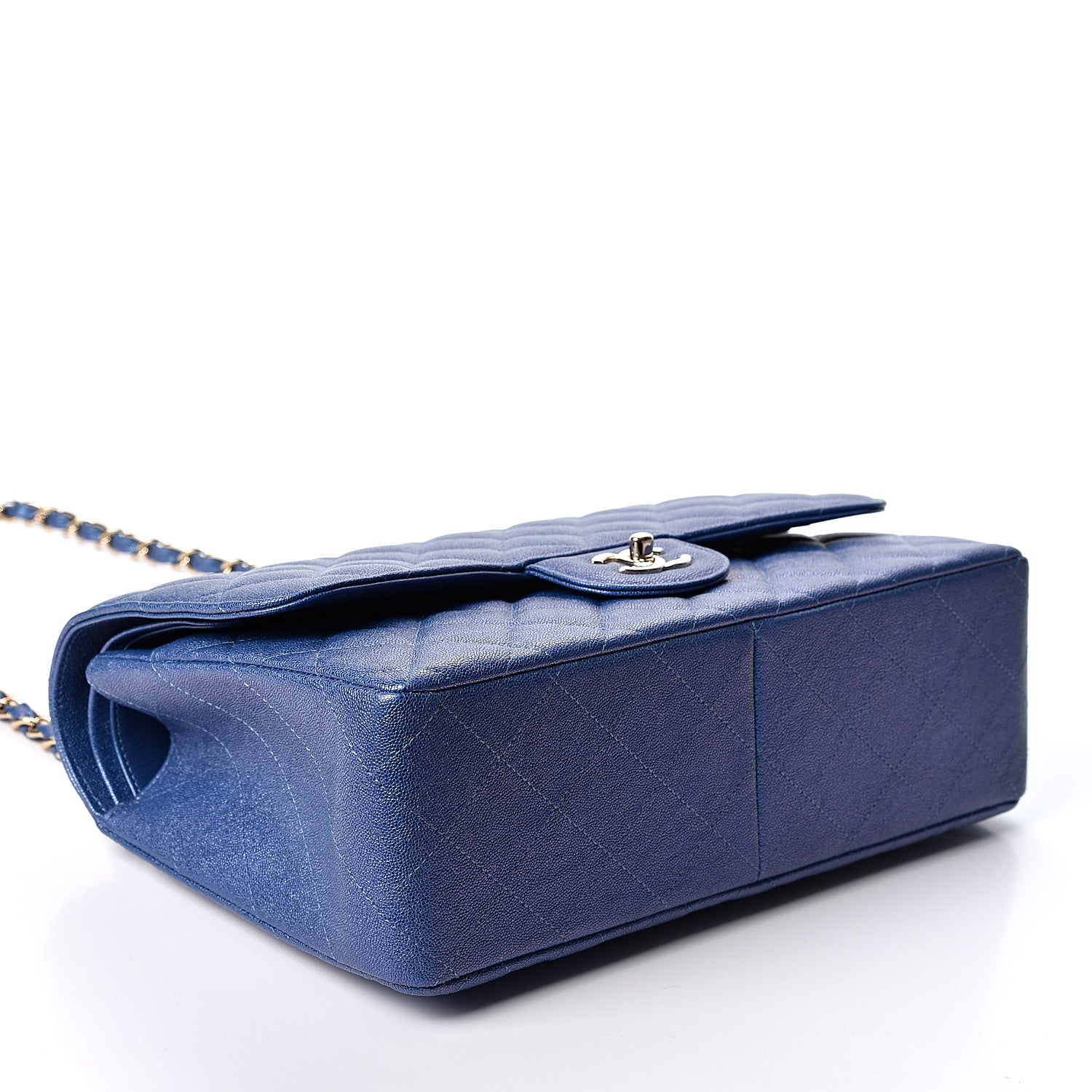 Chanel Iridescent Caviar Quilted Jumbo Double Flap Dark Blue 3 of 9
