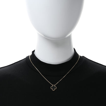 Van Cleef & Arpels 18K Yellow Gold Black Onyx Vintage Alhambra Pendant Necklace 3 of 5