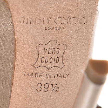 Jimmy Choo Satin Crystal Bow Grant Peep Toe Pumps 39.5 Beige 9 of 13