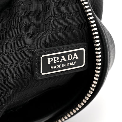 Prada Vitello Daino Logo Embossed Cross Sling Backpack Black 5 of 8
