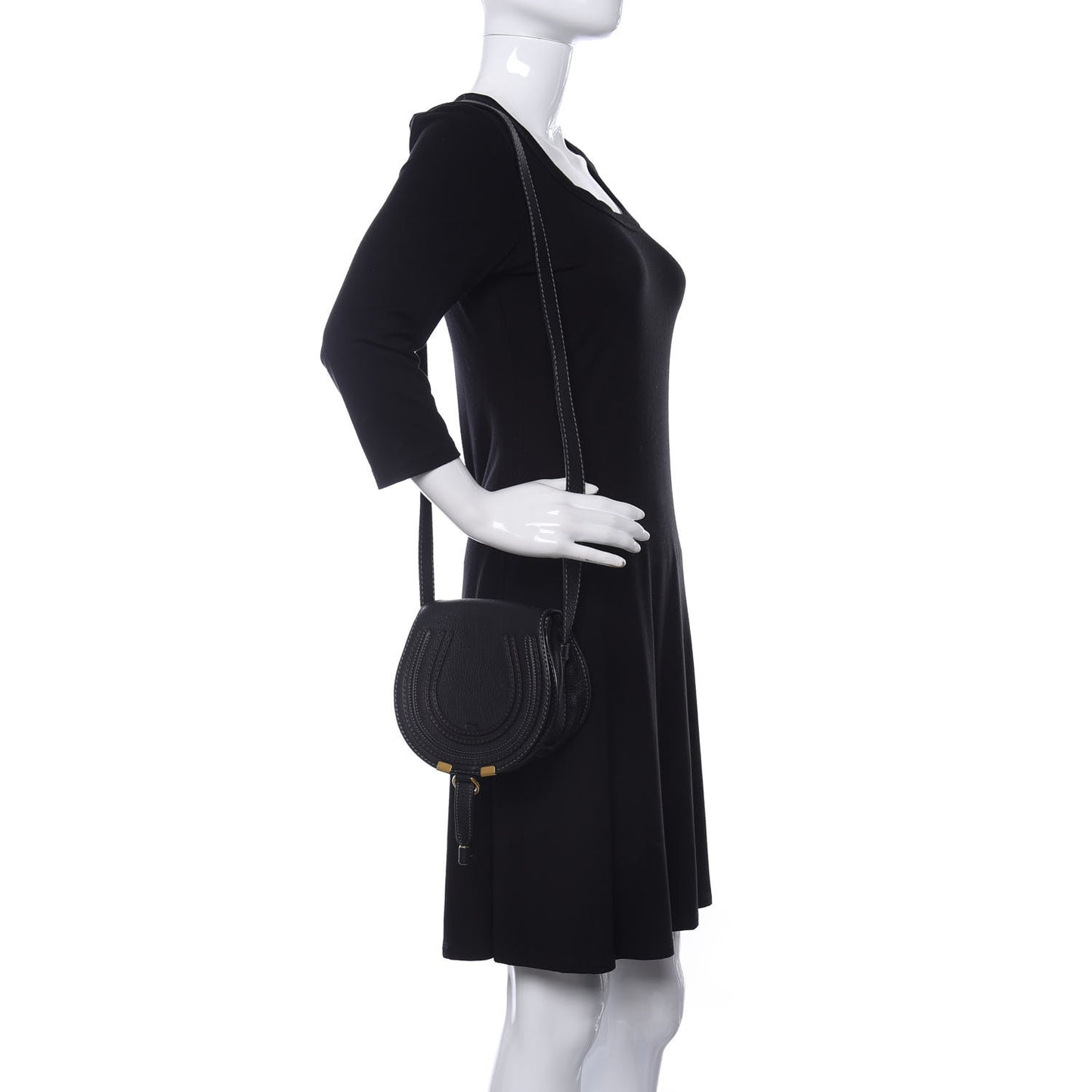 Calfskin Mini Marcie Round Crossbody Bag Black