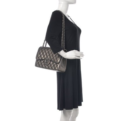 Chanel Metallic Lambskin Quilted Jumbo Double Flap Bronze 2 of 10