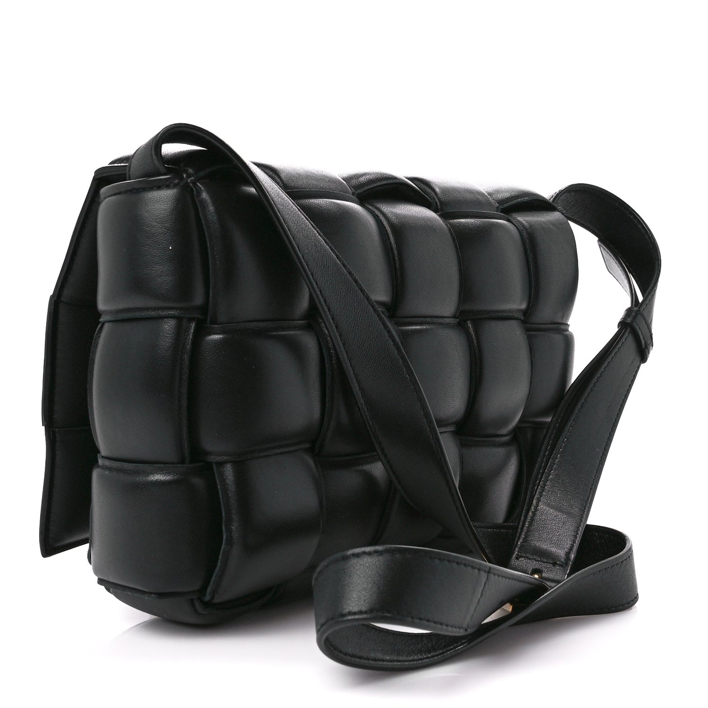 Nappa Maxi Intreccio Padded Cassette Crossbody Bag Black