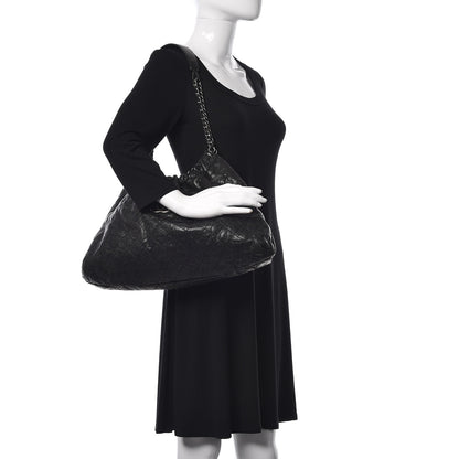 Chanel Distressed Glazed Caviar Quilted Medium Elastic Tote Black 2 of 11