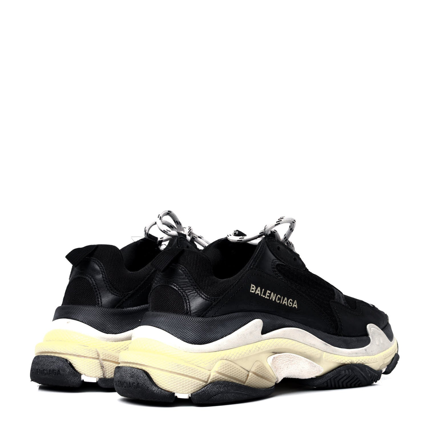 Balenciaga Fabric Mesh Womens Triple S Sneakers 38 Black Yellow 3 of 5