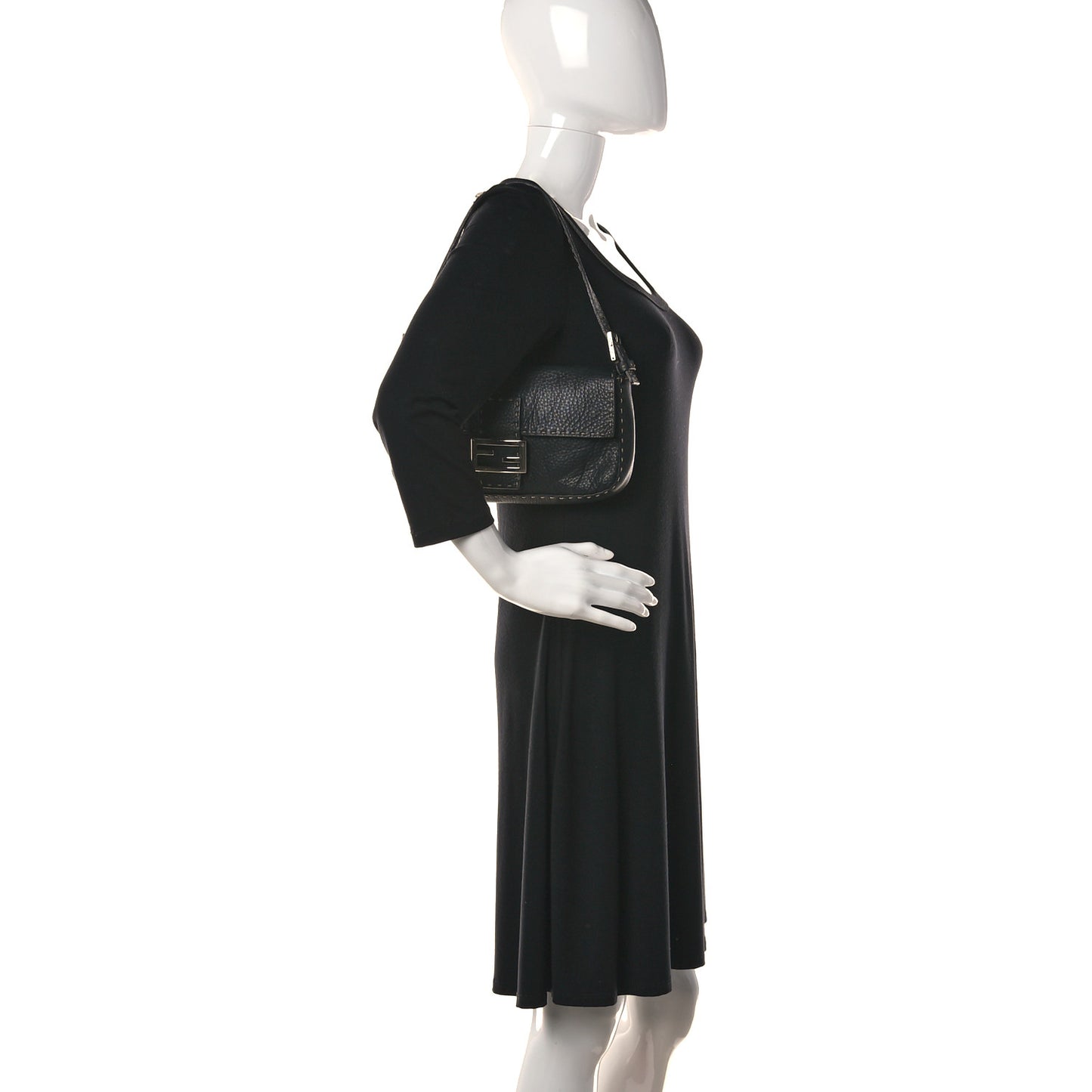 Calfskin Romano Selleria Baguette Black