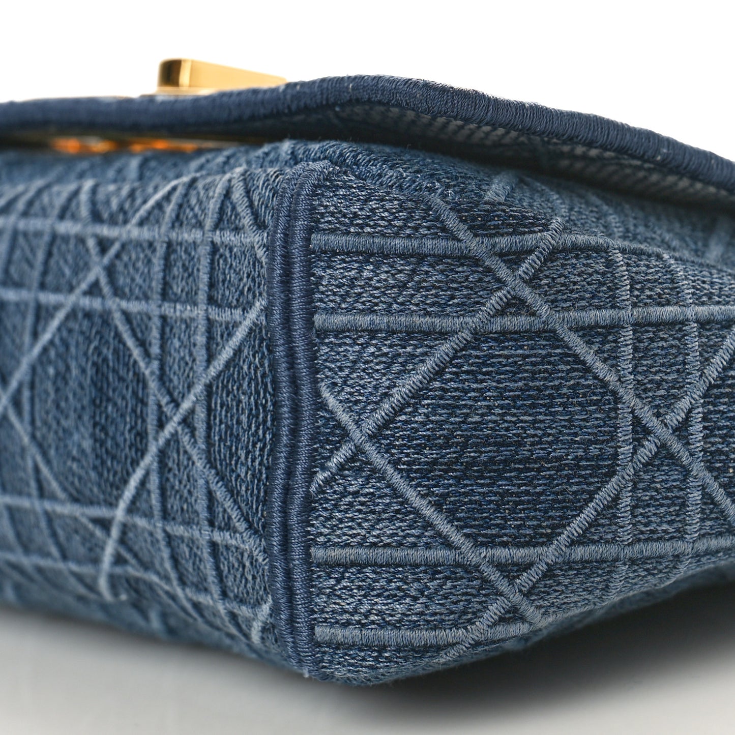 CHRISTIAN DIOR Denim Cannage Small Caro Bag Blue