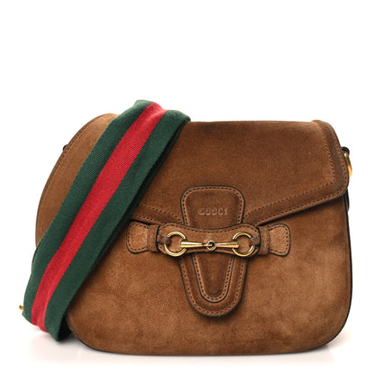 Gucci Suede Medium Lady Web Shoulder Bag New Marron 1 of 13