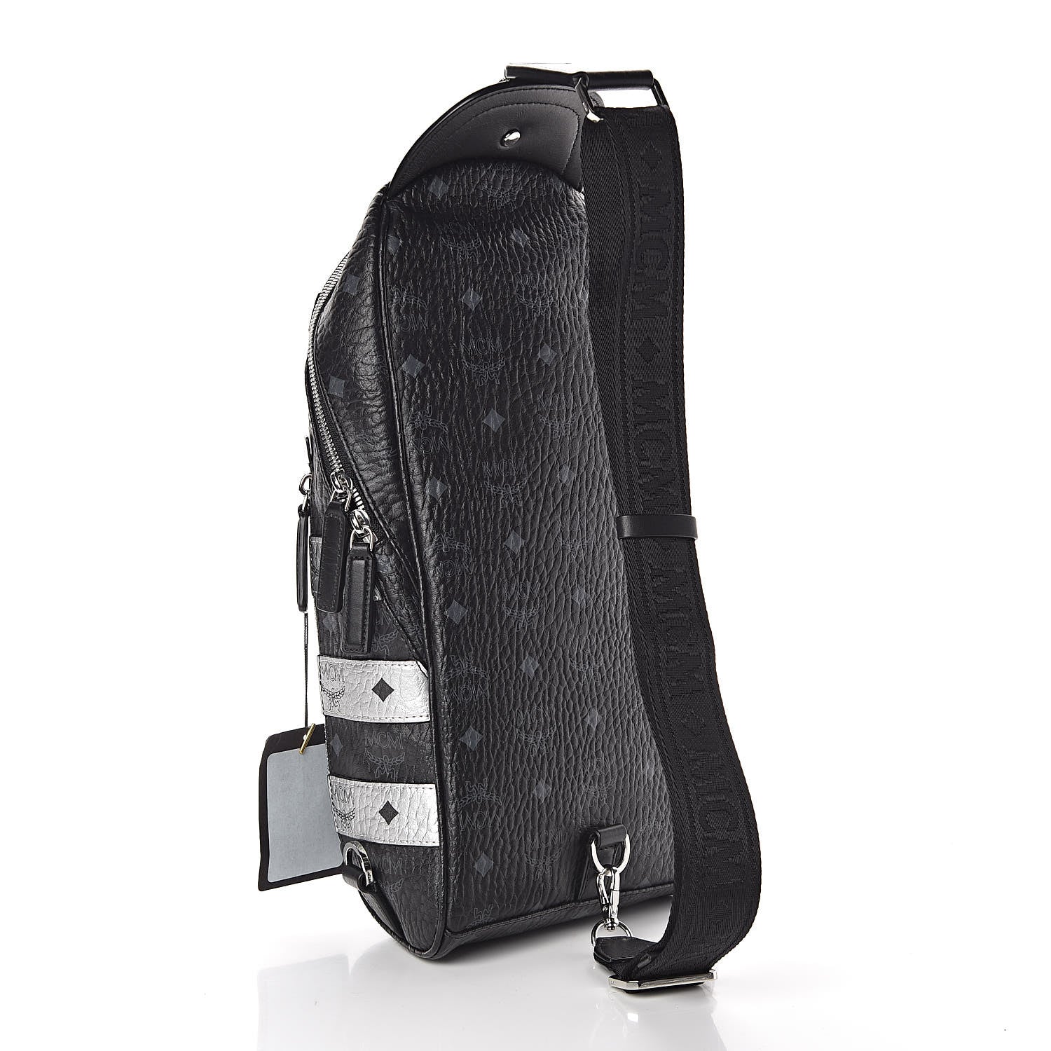 MCM Visetos Spot Medium Sling Bag Black Silver 3 of 9