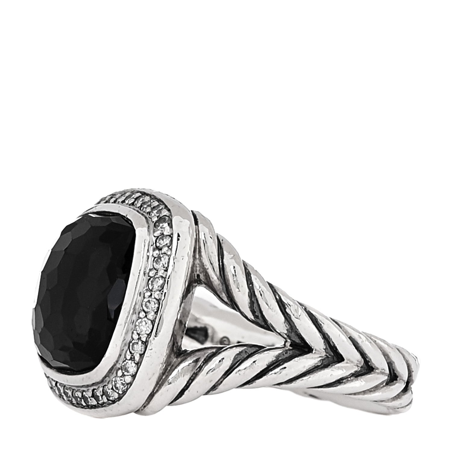 David Yurman Sterling Silver Diamond Black Orchid 11mm Albion Ring 54 6.75 3 of 5