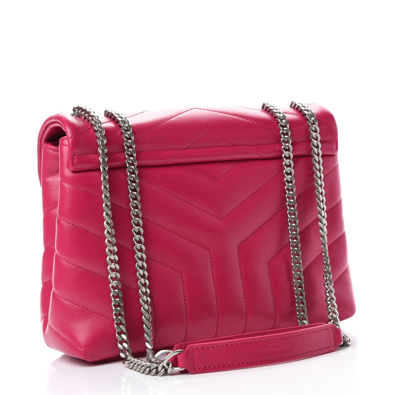 Saint Laurent Calfskin Y Quilted Monogram Small Loulou Chain Satchel Fresh Fuchsia 3 of 11
